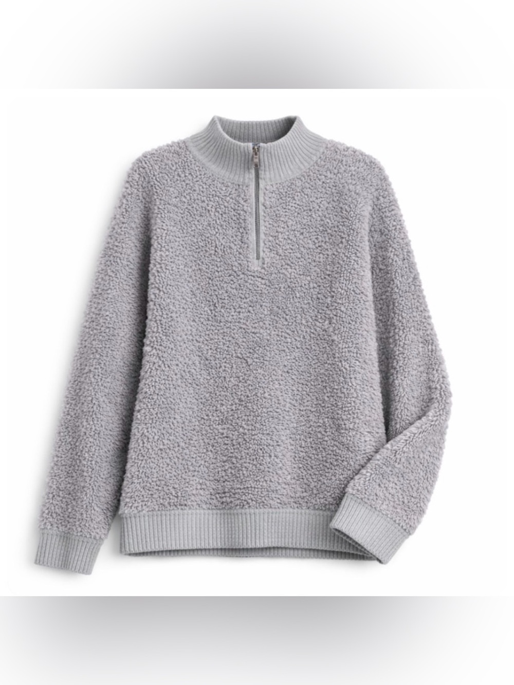 Barefoot Dreams Light Gray Half-Zip Teddy Jacket